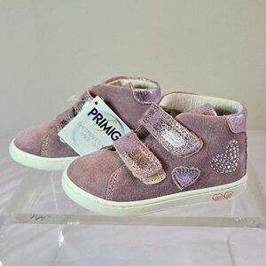 PRIMIGI First Steps Girls Soft Suede Embellished Sneakers  Sz: 6 Pink